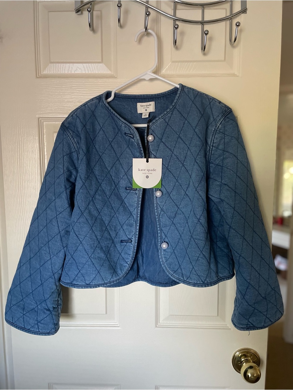 Kate Spade Quilted Denim Jacket in Blue color